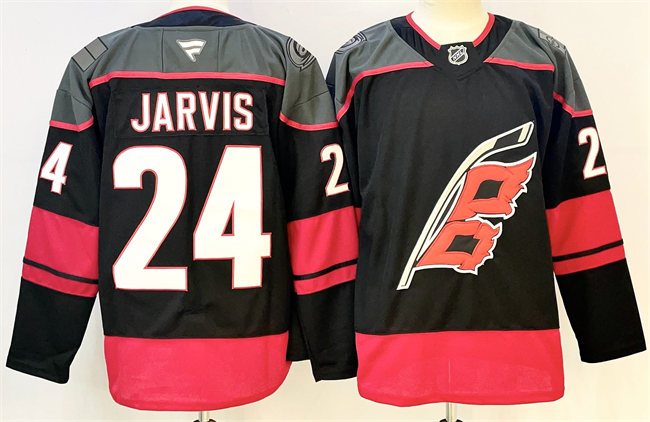 Personalized Men’s Carolina Hurricanes #24 Seth Jarvis Black 2024-25 Home Stitched Hockey Jersey