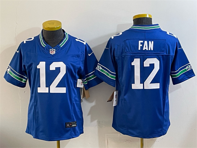 Personalized Youth Seattle Seahawks #12 Fan Royal 2024 F.U.S.E Throwback Limited Stitched Football Jersey