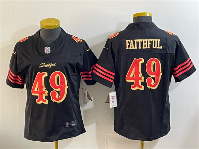 Personalized Women’s San Francisco 49ers #49 Faithful Black 2025 F.U.S.E. Rivalries Limited Stitched Jersey(Run Small)