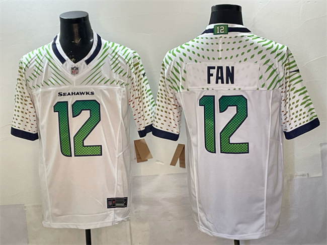 Personalized Men’s Seattle Seahawks #12 Fan White 2025 F.U.S.E. Rivalries Untouchable Limited Stitched Football Jersey