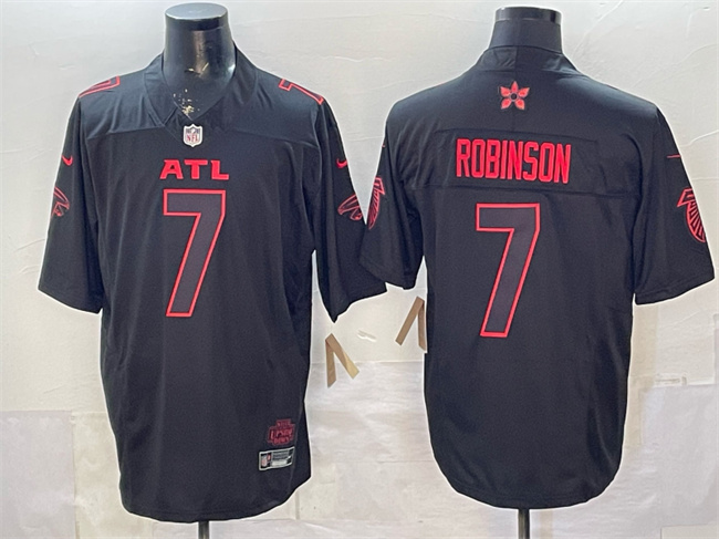 Personalized Men’s Atlanta Falcons #7 Bijan Robinson Black 2025 F.U.S.E. ‘Stranger Things Edition’ Limited Stitched Football Jersey