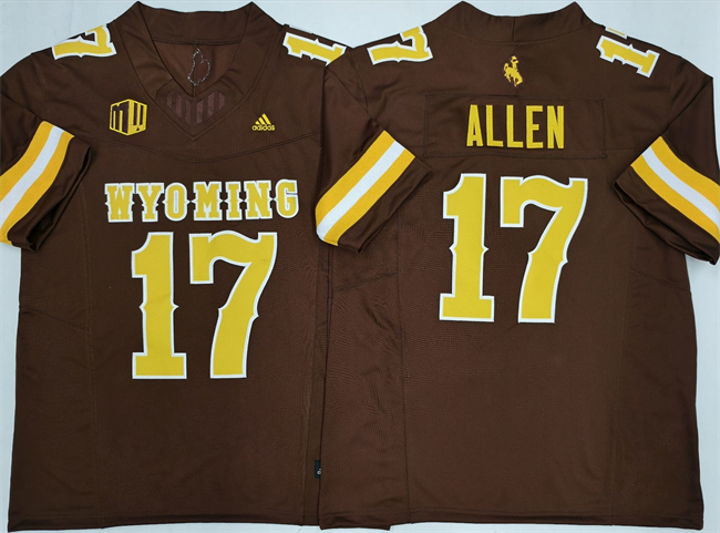 Personalized Men’s Wyoming Cowboys #17 Josh Allen Brown 2026 F.U.S.E. Stitched College Football Jersey