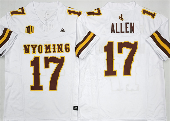 Personalized Men’s Wyoming Cowboys #17 Josh Allen White 2026 F.U.S.E. Stitched College Football Jersey
