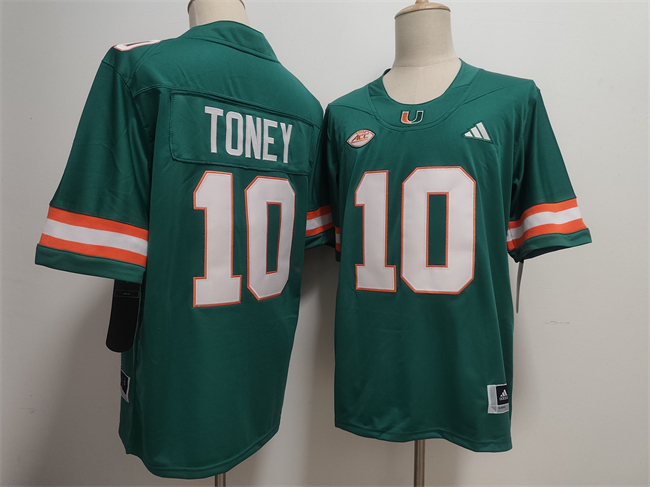Personalized Men’s Miami Hurricanes #10 Malachi Toney Aqua Stitched Football Jersey