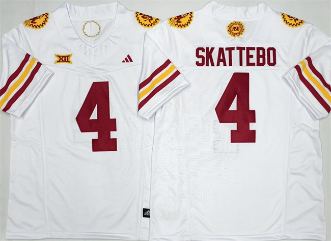 Personalized Men’s Arizona State Sun Devils #4 Cam Skattebo White 2025 F.U.S.E. Limited Stitched Jersey