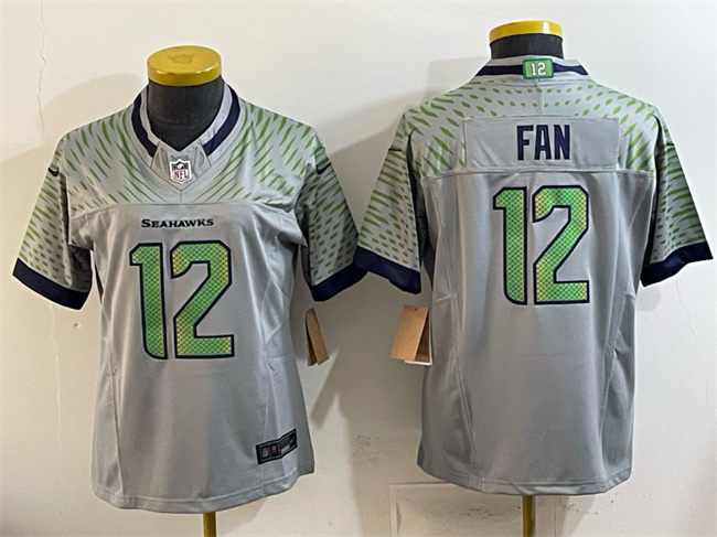 Personalized Youth Seattle Seahawks #12 Fan Grey 2025 F.U.S.E. Rivalries Untouchable Limited Stitched Football Jersey