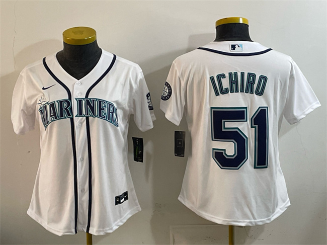 Personalized Youth Seattle Mariners #51 Ichiro Suzuki White Cool Base Stitched Baseball Jersey