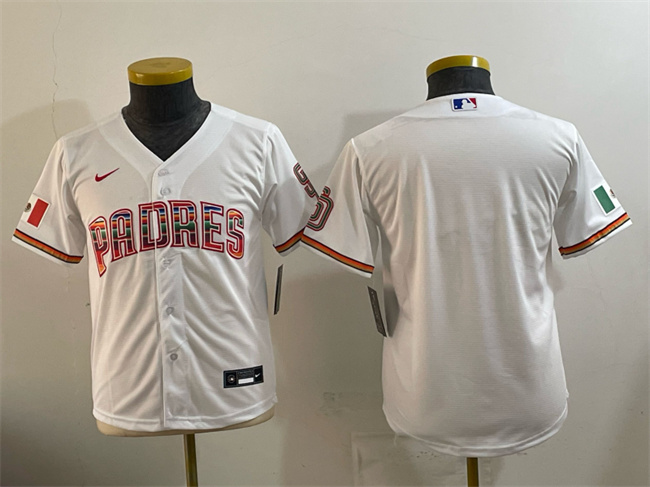 Personalized Youth San Diego Padres Blank White Mexico Cool Base Stitched Baseball Jersey