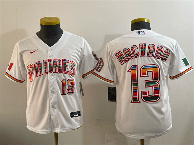Personalized Youth San Diego Padres #13 Manny Machado White Mexico Cool Base Stitched Baseball Jersey