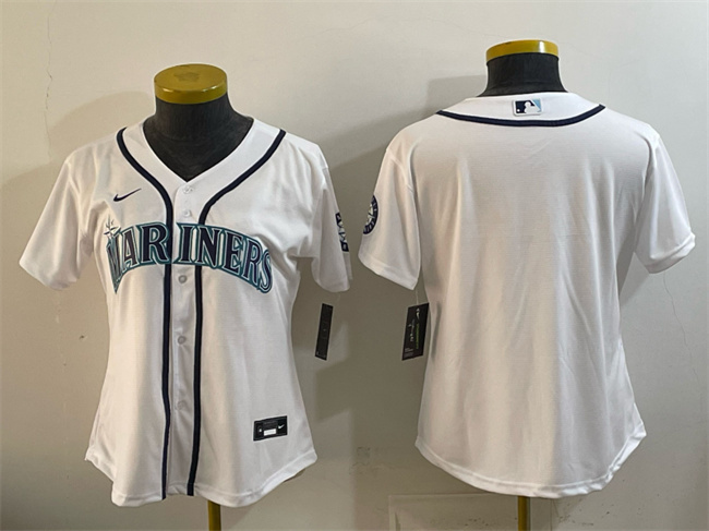Personalized Women’s Seattle Mariners Blank White Cool Base Stitched Baseball Jersey(Run Small)