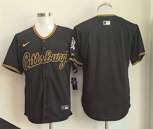 Personalized Men’s Pittsburgh Pirates Blank Black Limited Stitched Baseball Jersey