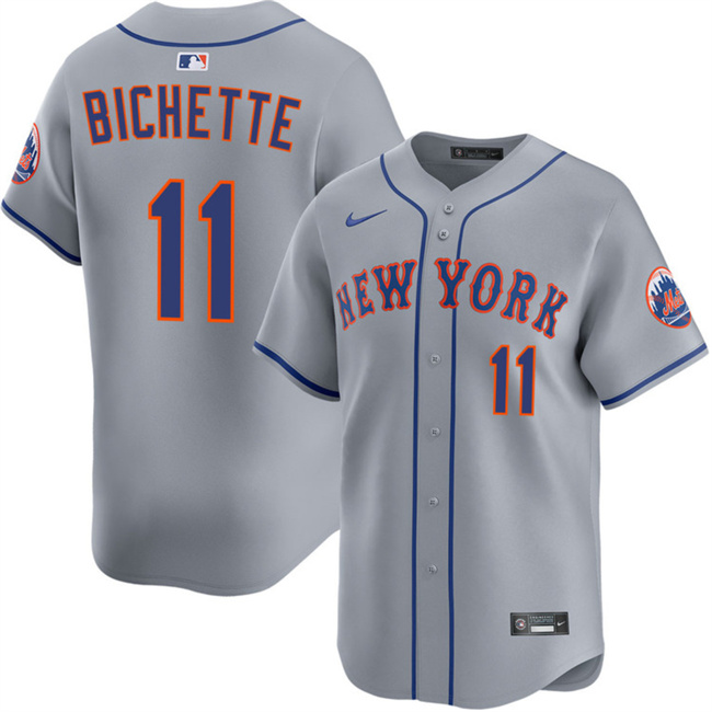 Personalized Men’s New York Mets #11 Bo Bichette 2026 Grey Limited Stitched Baseball Jersey