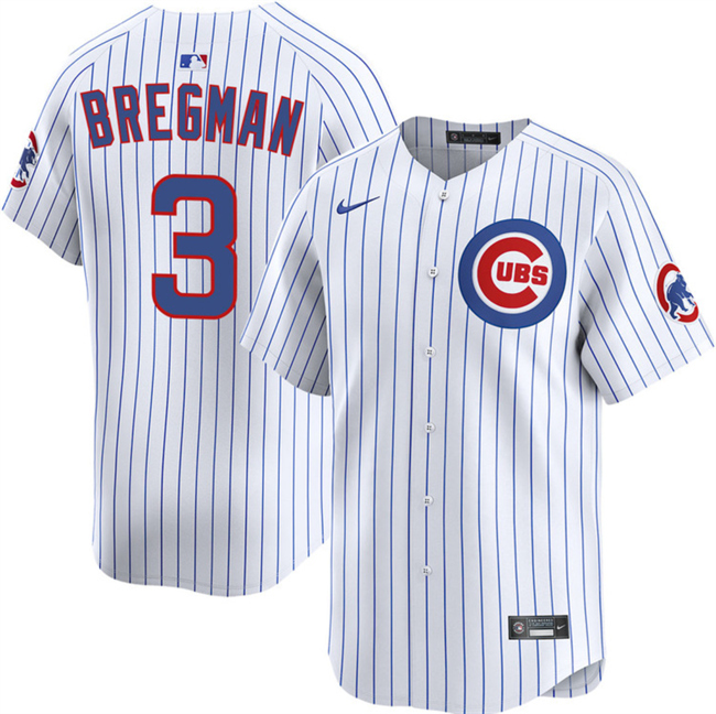Personalized Men’s Chicago Cubs #3 Alex Bregman White 2026 Home Limited Stitched Baseball Jersey