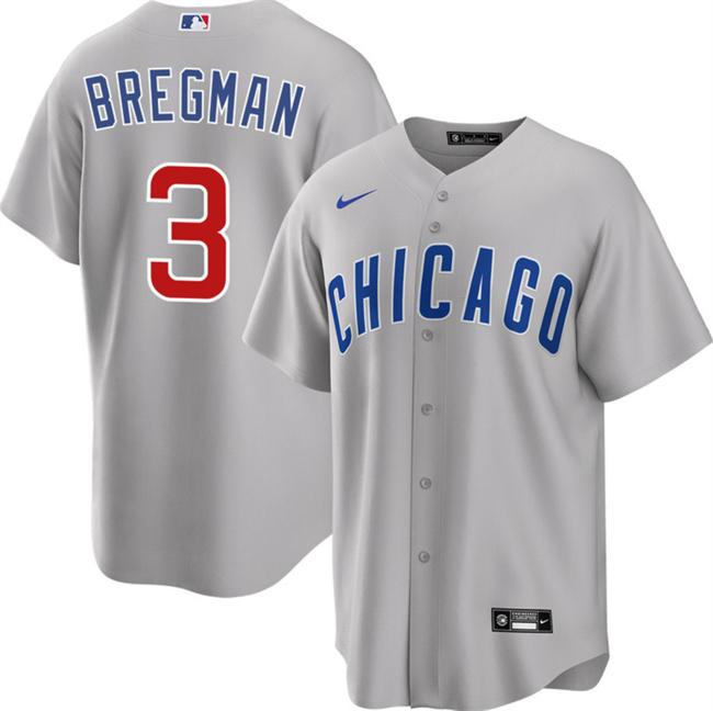 Personalized Men’s Chicago Cubs #3 Alex Bregman Grey 2026 Cool Base Limited Stitched Baseball Jersey