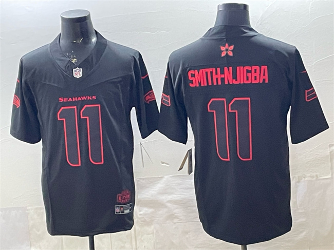 Personalized Men’s Seattle Seahawks #11 Jaxon Smith-Njigba Black 2025 F.U.S.E. ‘Stranger Things Edition’ Limited Stitched Football Jersey