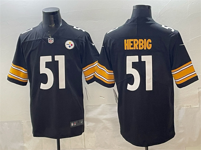 Personalized Men’s Pisttburgn Steelers #51 Nick Herbig Black Untouchable Limited Stitched Football Jersey
