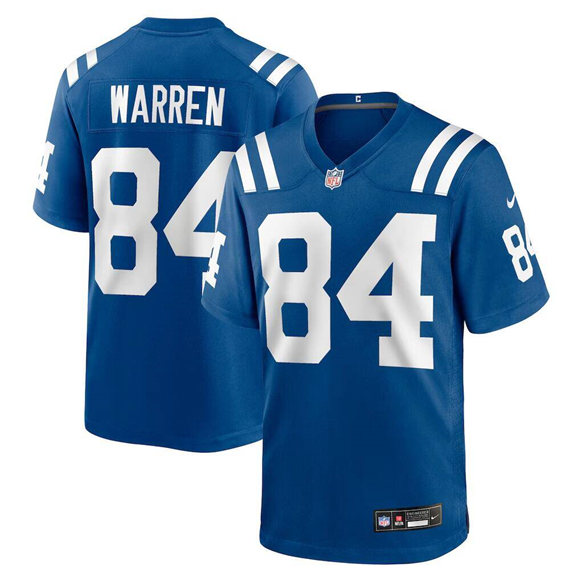 Personalized Men’s Indianapolis Colts #84 Tyler Warren Blue 2025 Draft Stitched Game Jersey