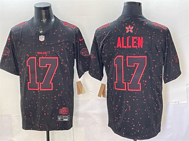 Personalized Men’s Buffalo Bills #17 Josh Allen Black 2025 F.U.S.E. ‘Stranger Things Edition’ Limited Stitched Football Jersey