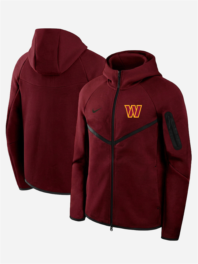 Personalized Men’s Washington Commanders Red Tech Fleece Full-Zip Windrunner Hoodie