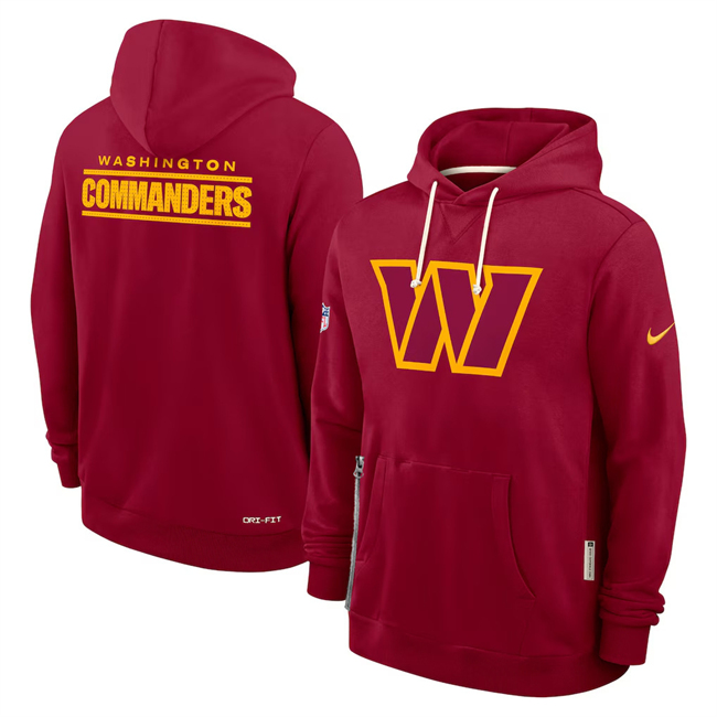 Personalized Men’s Washington Commanders Maroon Sideline Standard Issue Initial Home Dri-FIT Pullover Hoodie