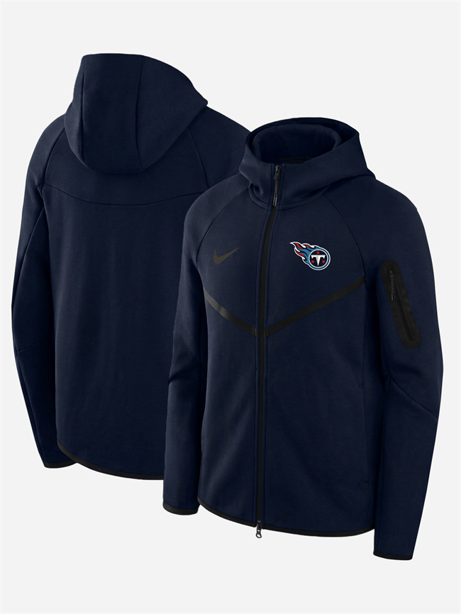 Personalized Men’s Tennessee Titans Navy Tech Fleece Full-Zip Windrunner Hoodie