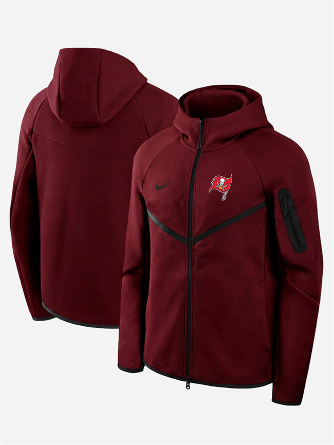 Personalized Men’s Tampa Bay Buccaneers Red Tech Fleece Full-Zip Windrunner Hoodie