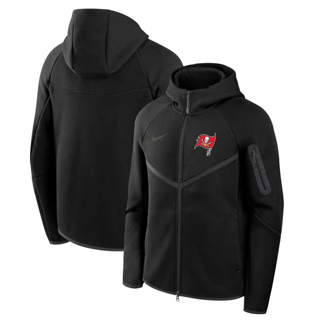 Personalized Men’s Tampa Bay Buccaneers Black Tech Fleece Full-Zip Windrunner Hoodie