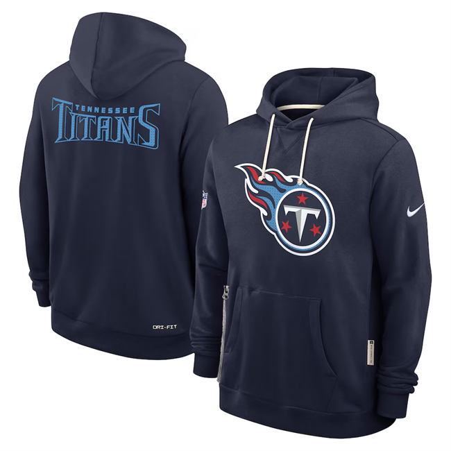 Personalized Men’s Tennessee Titans Navy Sideline Standard Issue Initial Home Dri-FIT Pullover Hoodie