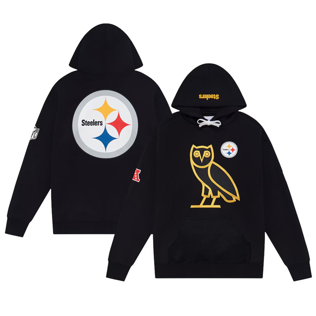 Personalized Men’s Pittsburgh Steelers OVO Scarlet Icon Team Pullover Hoodie