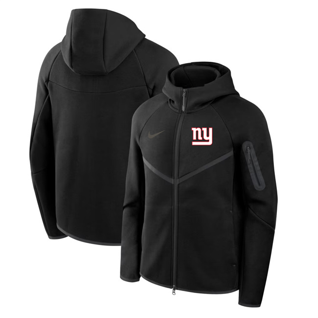 Personalized Men’s New York Giants Black Tech Fleece Full-Zip Windrunner Hoodie