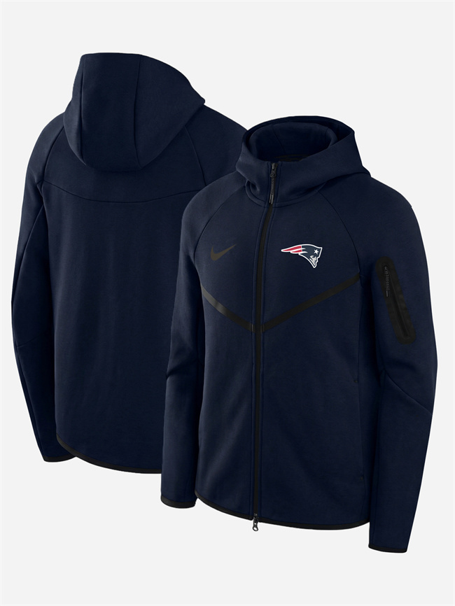 Personalized Men’s New England Patriots Navy Tech Fleece Full-Zip Windrunner Hoodie