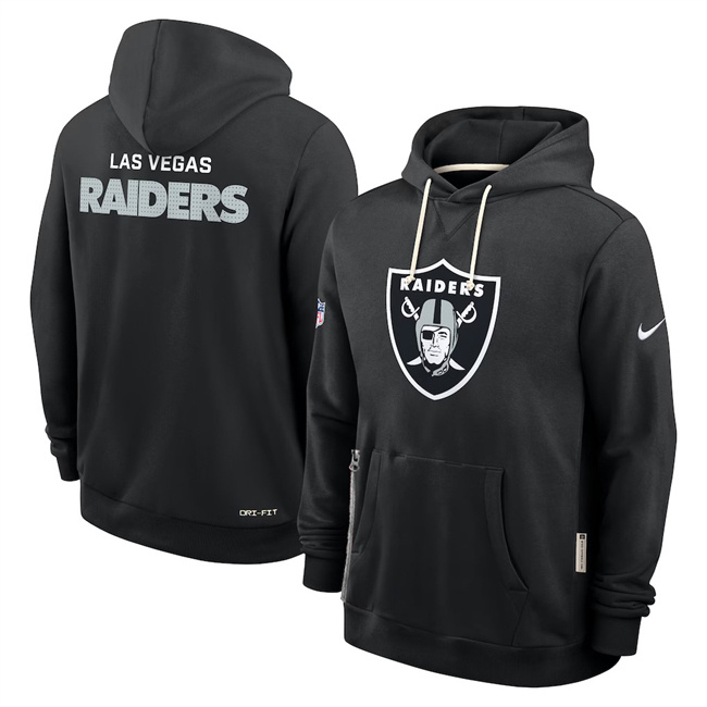 Personalized Men’s Las Vegas Raiders Black Sideline Standard Issue Initial Home Dri-FIT Pullover Hoodie