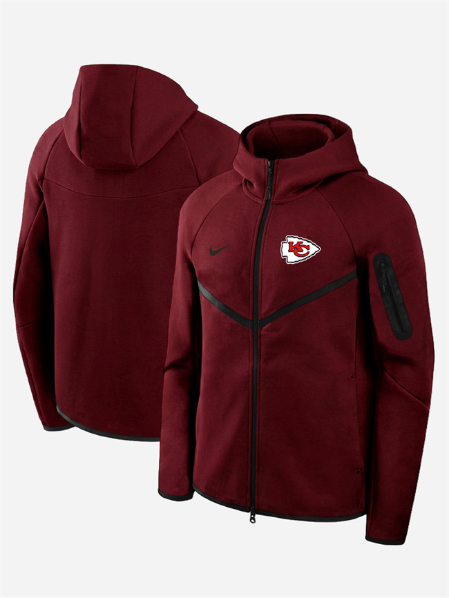 Personalized Men’s Kansas City Chiefs Red Tech Fleece Full-Zip Windrunner Hoodie