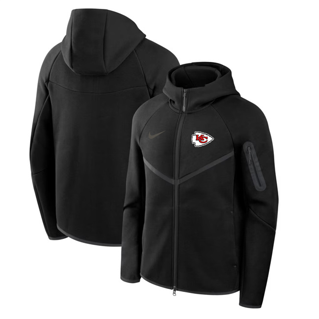 Personalized Men’s Kansas City Chiefs Black Tech Fleece Full-Zip Windrunner Hoodie