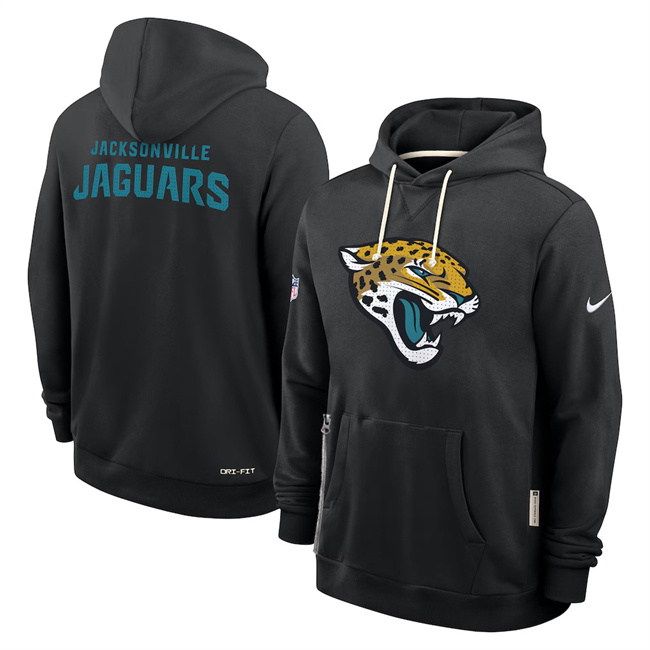 Personalized Men’s Jacksonville Jaguars Black Sideline Standard Issue Initial Home Dri-FIT Pullover Hoodie