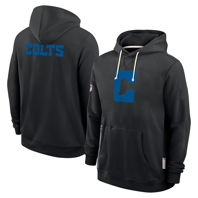 Personalized Men’s Indianapolis Colts Black Sideline Standard Issue Initial Home Dri-FIT Pullover Hoodie