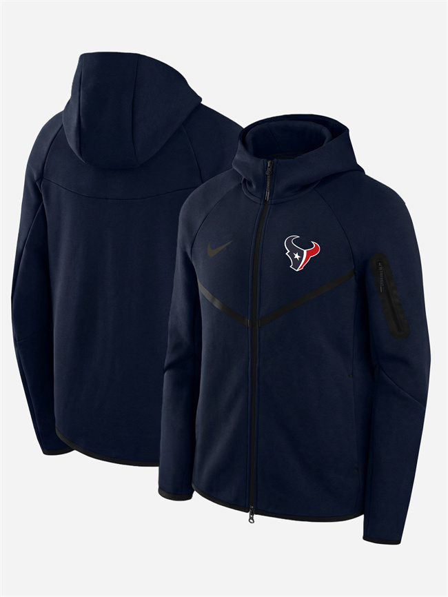Personalized Men’s Houston Texans Navy Tech Fleece Full-Zip Windrunner Hoodie