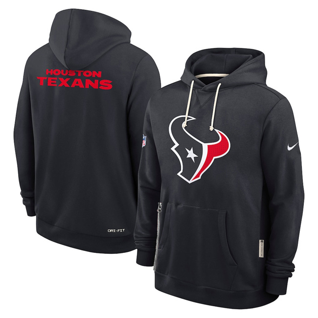 Personalized Men’s Houston Texans Black Sideline Standard Issue Initial Home Dri-FIT Pullover Hoodie