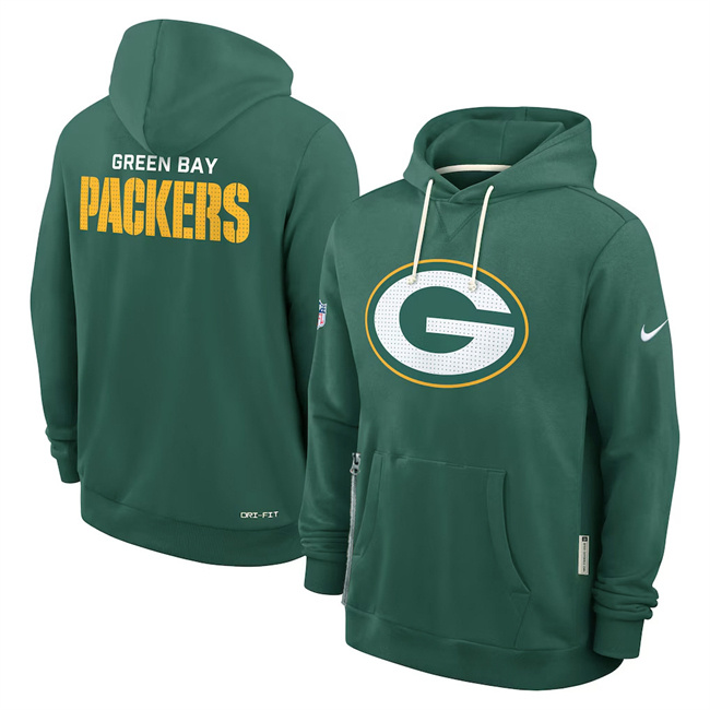 Personalized Men’s Green Bay Packers Green Sideline Standard Issue Initial Home Dri-FIT Pullover Hoodie