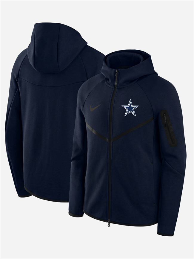 Personalized Men’s Dallas Cowboys Navy Tech Fleece Full-Zip Windrunner Hoodie