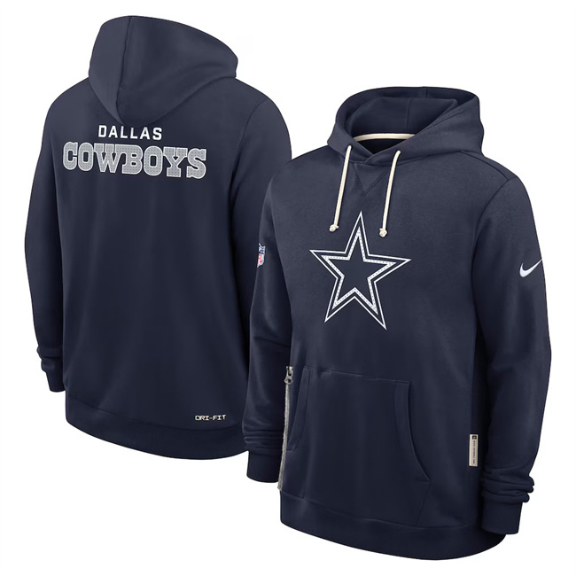 Personalized Men’s Dallas Cowboys Navy Sideline Standard Issue Initial Home Dri-FIT Pullover Hoodie