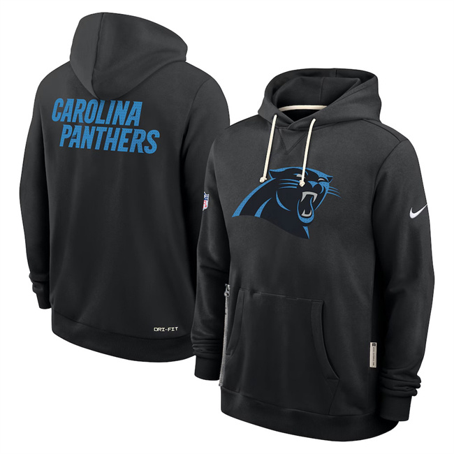Personalized Men’s Carolina Panthers Black Sideline Standard Issue Initial Home Dri-FIT Pullover Hoodie