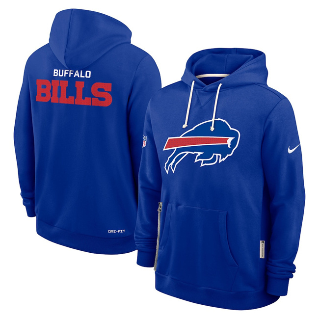 Personalized Men’s Buffalo Bills Royal Sideline Standard Issue Initial Home Dri-FIT Pullover Hoodie