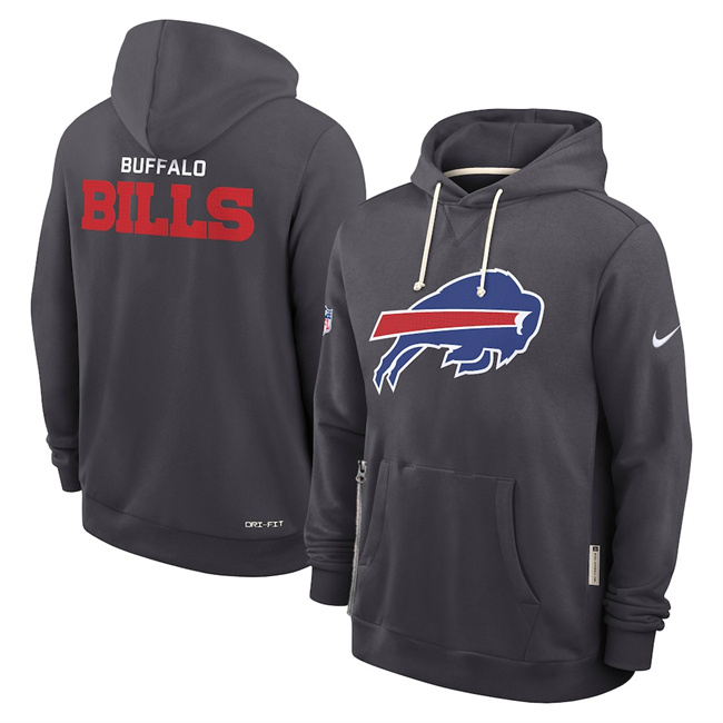 Personalized Men’s Buffalo Bills Anthracite Sideline Standard Issue Initial Home Dri-FIT Pullover Hoodie
