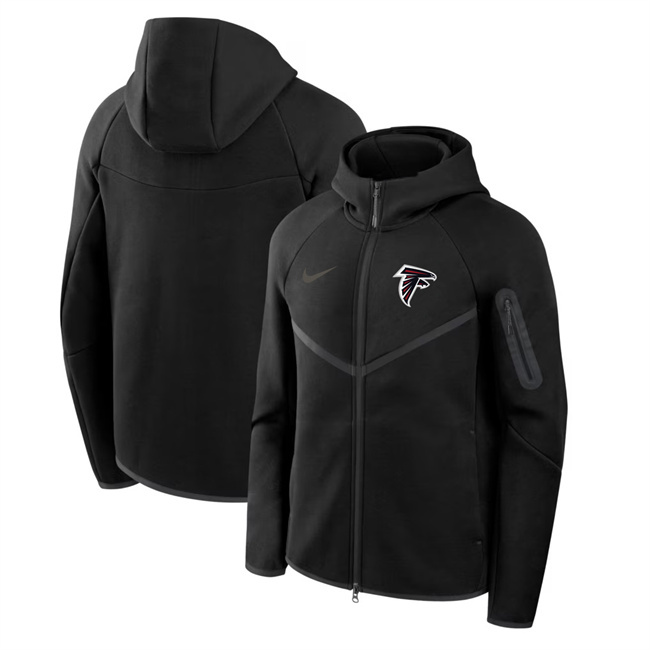 Personalized Men’s Atlanta Falcons Black Tech Fleece Full-Zip Windrunner Hoodie