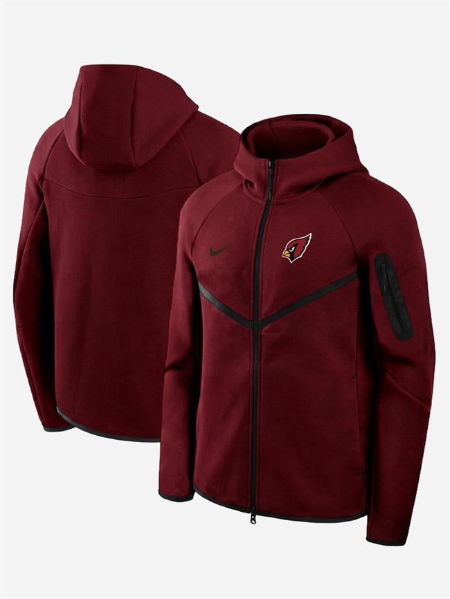 Personalized Men’s Arizona Cardinals Red Tech Fleece Full-Zip Windrunner Hoodie