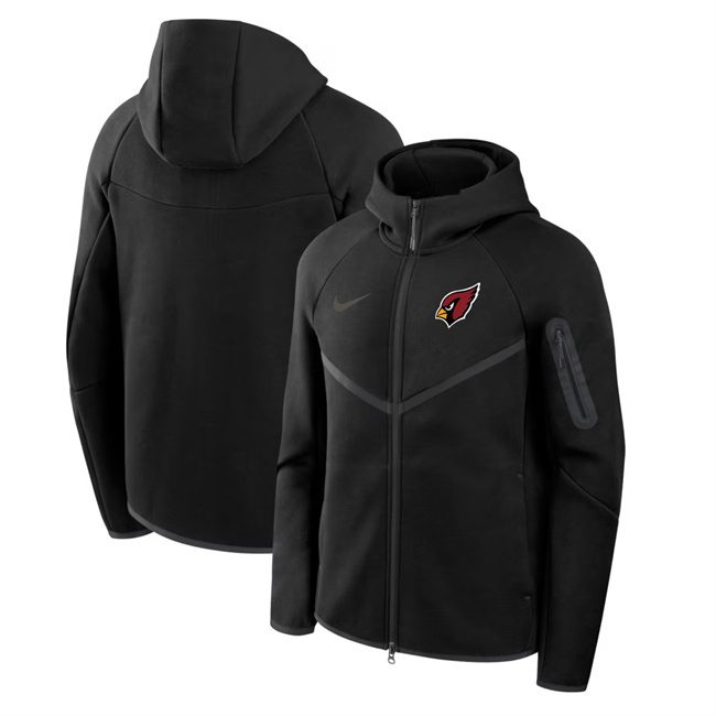 Personalized Men’s Arizona Cardinals Black Tech Fleece Full-Zip Windrunner Hoodie