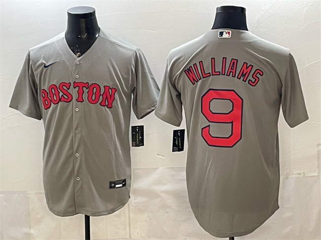 Personalized Men’s Boston Red Sox #9 Ted Williams Grey Cool Base Stitched Baseball Jersey