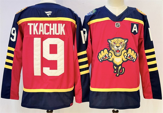 Personalized Men’s Florida Panthers #19 Matthew Tkachuk Red 2026-2026 With A Patch Winter Classic Stitched Hockey Jersey