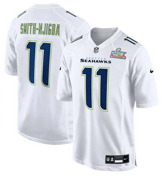 Personalized Men’s Seattle Seahawks #11 Jaxon Smith-Njigba White 2025 Super Bowl LX Patch Tundra Fashion Stitched Game Jersey
